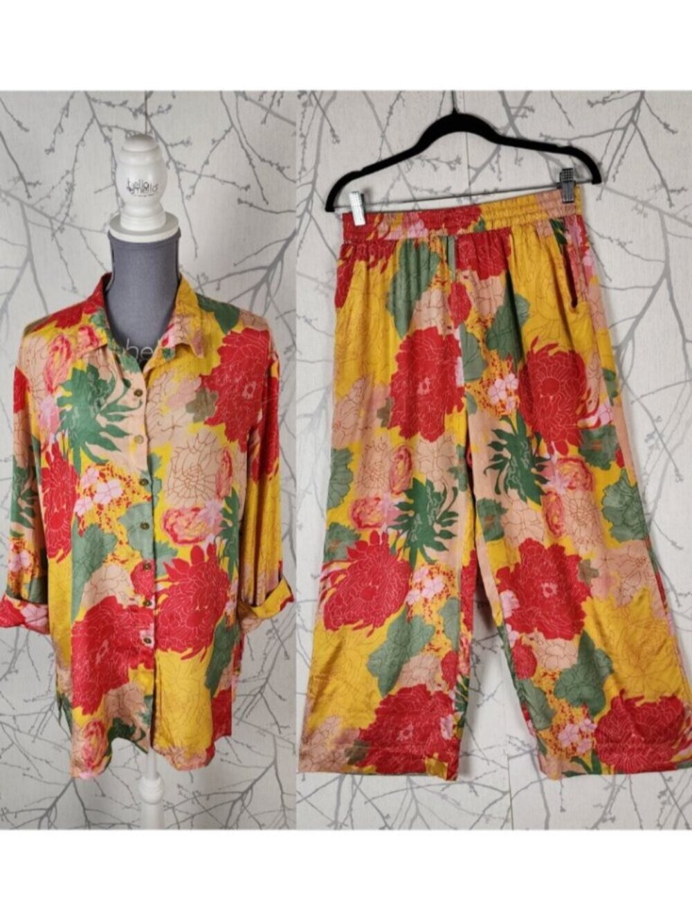 Max Tropical Floral Print Loose Fit Shirt Pants Set